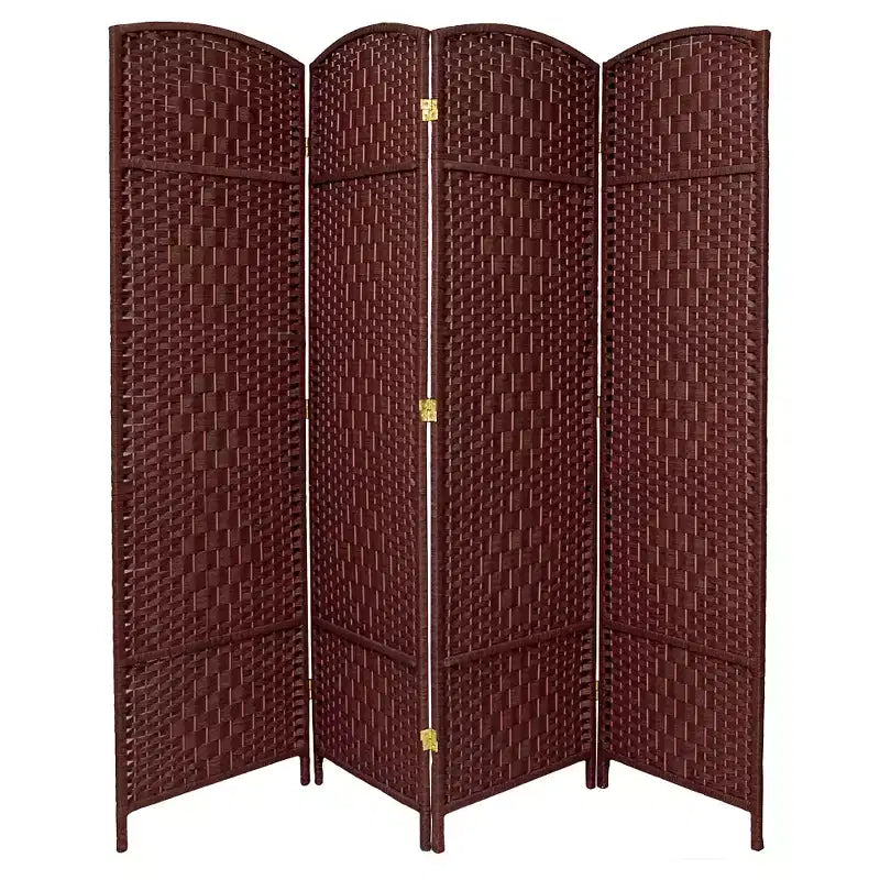 Divisorio per ambienti alto 6 ft. con trama a rombi in fibra, 4 pannelli - Oriental Furniture