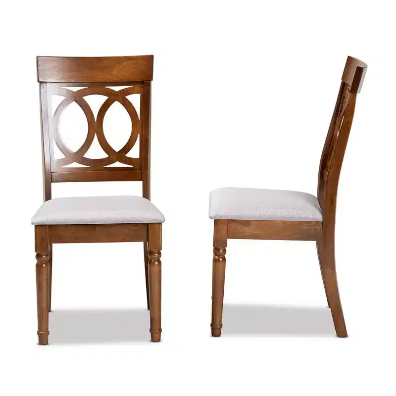 Set da 2 sedie da pranzo Lucie in tessuto e legno, grigio/noce: poliestere, pulire le macchie, senza braccioli