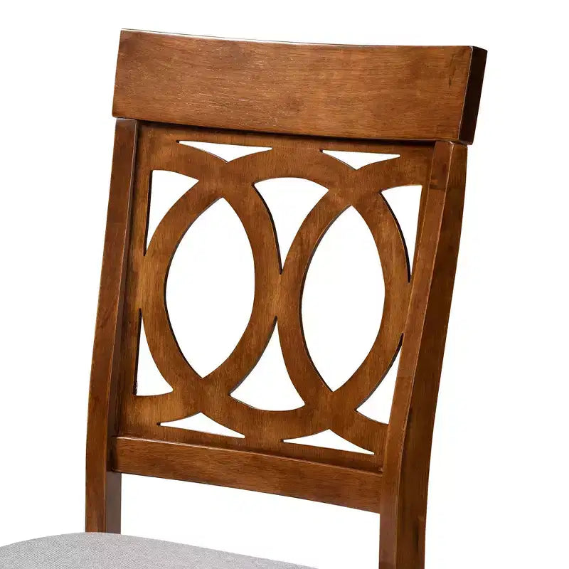Set da 2 sedie da pranzo Lucie in tessuto e legno, grigio/noce: poliestere, pulire le macchie, senza braccioli