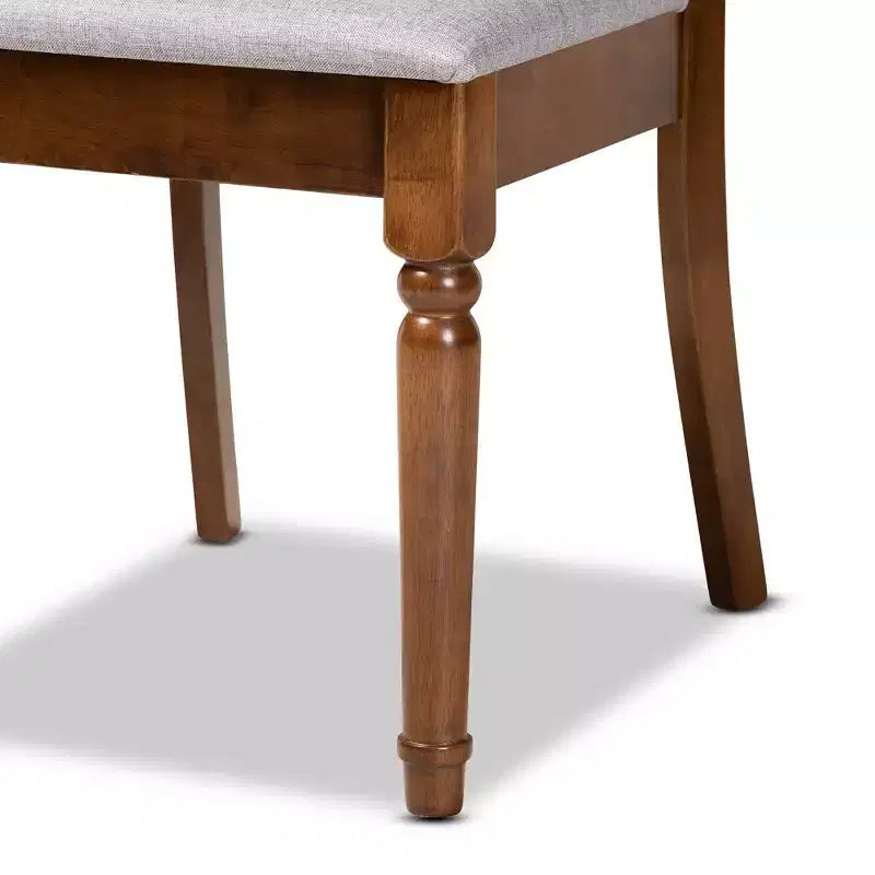 Set da 2 sedie da pranzo Lucie in tessuto e legno, grigio/noce: poliestere, pulire le macchie, senza braccioli