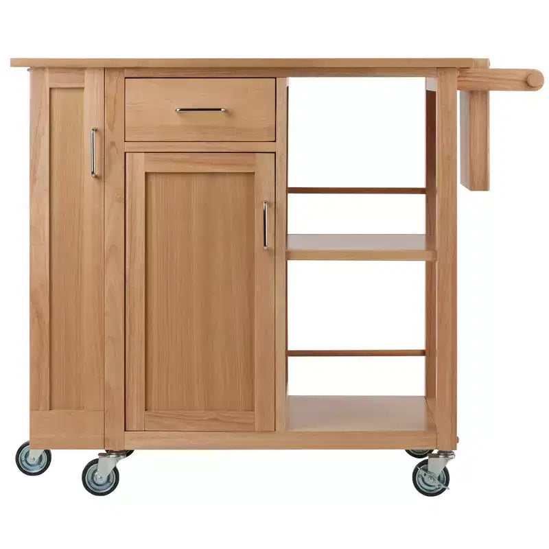 Carrello da cucina, naturale: isola mobile con contenitore e portarotolo