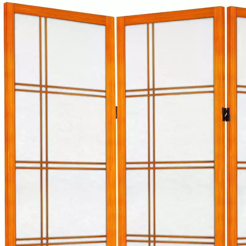 Paravento in tela a doppia croce alto 6 ft., color miele (4 pannelli): schermo per la privacy, struttura in legno massello