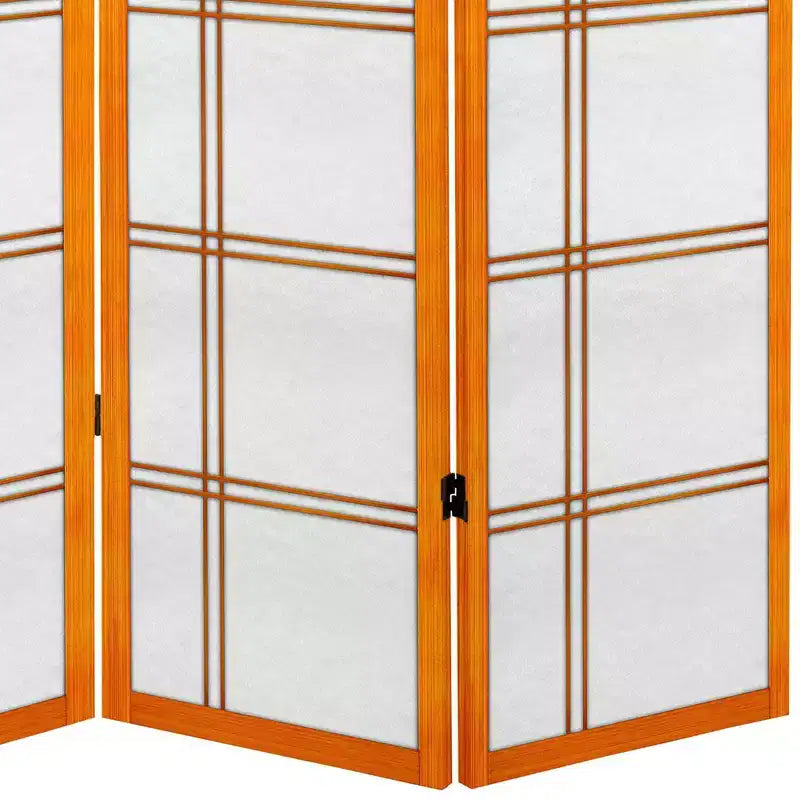 Paravento in tela a doppia croce alto 6 ft., color miele (4 pannelli): schermo per la privacy, struttura in legno massello